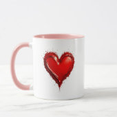 Cœur rouge passion artistique effet peinture. マグカップ (左)