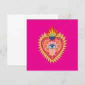 Cœur Sacré Mexicain avec Œil Protecteur et Flamme サンキューカード (正面/裏面)