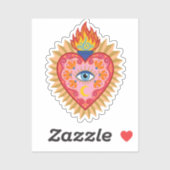 Cœur Sacré Mexicain avec Œil Protecteur et Flamme シール (シート)