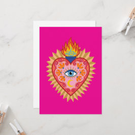 Cœur Sacré Mexicain avec Œil Protecteur et Flamme  招待状