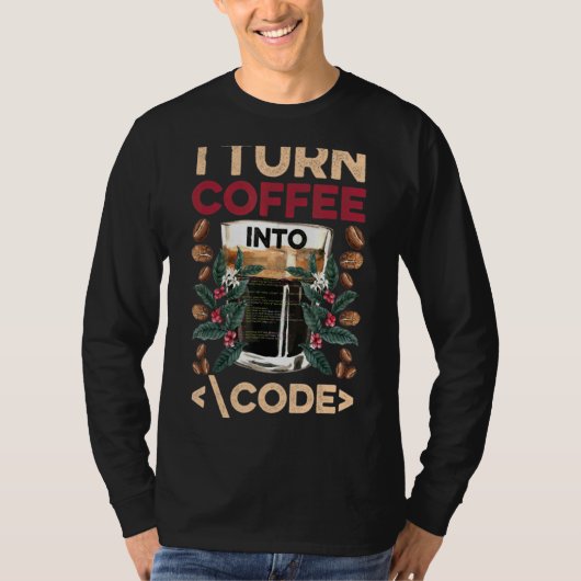 Coffeeをコードおもしろいくもの巣開発者コーディングに Tシャツ (正面)