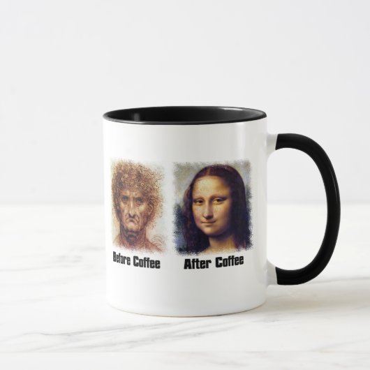 Coffee おもしろい Before And After - Da Vinci Mona Lisa マグカップ (右)