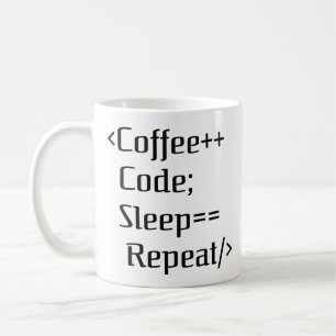 Coffee++コード;スリープ==リピート プログラマーおもしろいク コーヒーマグカップ
