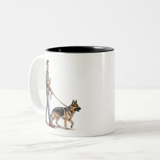 Coffee & a German Shepherd Make Today Better ツートーンマグカップ (正面左)