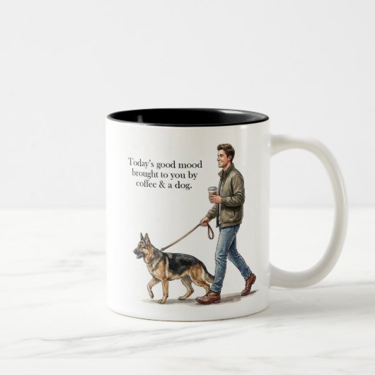 Coffee & a German Shepherd Make Today Better ツートーンマグカップ (右)