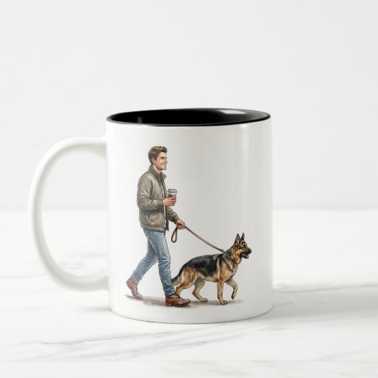 Coffee & a German Shepherd Make Today Better ツートーンマグカップ (左)