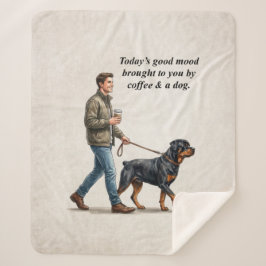 Coffee & a Rottweiler Cozy Day シェルパブランケット