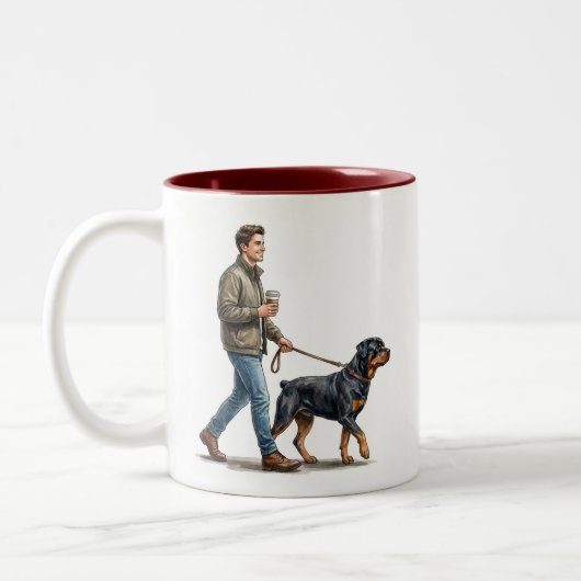 Coffee & a Rottweiler Make Today Better ツートーンマグカップ (左)