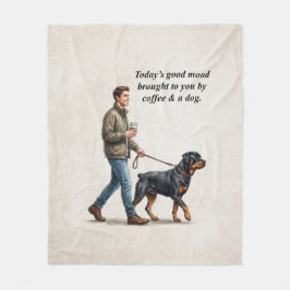 Coffee & a Rottweiler Make Today Better フリースブランケット