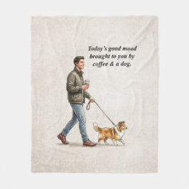 Coffee & a Sable Sheltie Make Today Better フリースブランケット