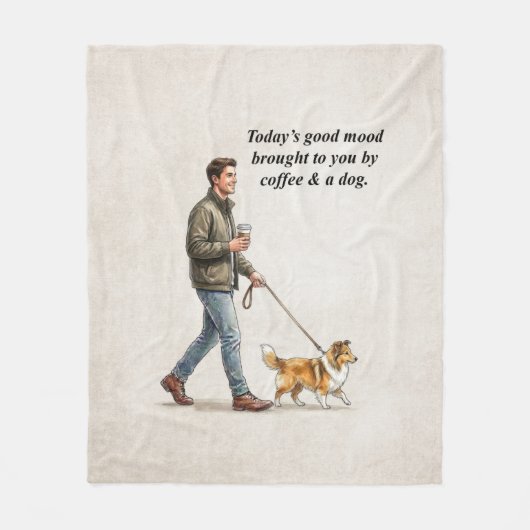 Coffee & a Sable Sheltie Make Today Better フリースブランケット (正面)