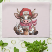 Coffee Addict Cow キッチンタオル (折り畳み)