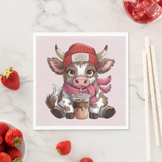 Coffee Addict Cow スタンダードランチョンナプキン (インサイチュ)