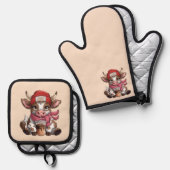 Coffee Addict Cow 鍋つかみ&鍋敷きセット (正面/裏面)