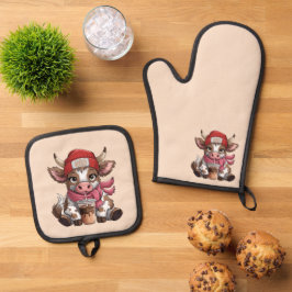 Coffee Addict Cow 鍋つかみ&鍋敷きセット
