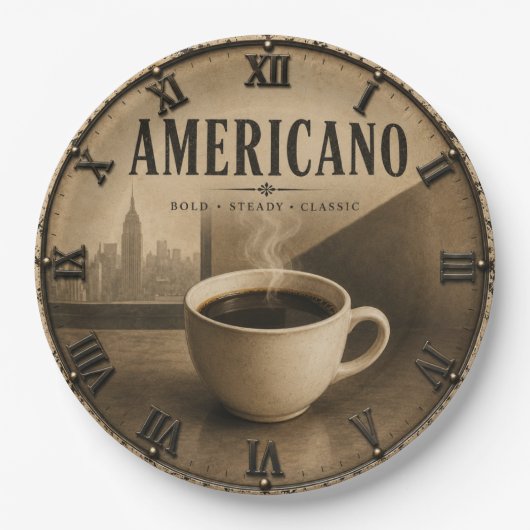 Coffee Americano Vintage  ペーパープレート (正面)