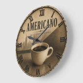 Coffee Americano Vintage ラージ壁時計 (傾斜)
