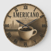 Coffee Americano Vintage ラージ壁時計 (正面)