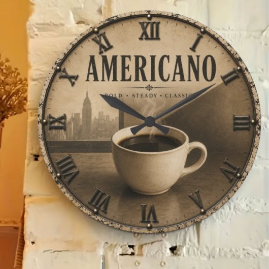 Coffee Americano Vintage ラージ壁時計