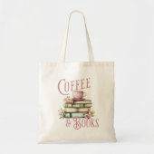 Coffee and Books Floral  トートバッグ (正面)