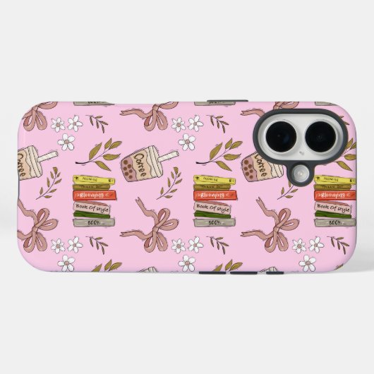 Coffee and Books Pattern iPhone Case | Cozy Reader Case-Mate iPhoneケース (裏面 (横))