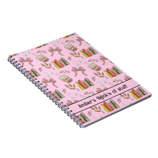 Coffee and Books Pattern Notebook | Cozy Reader  ノートブック (右側)