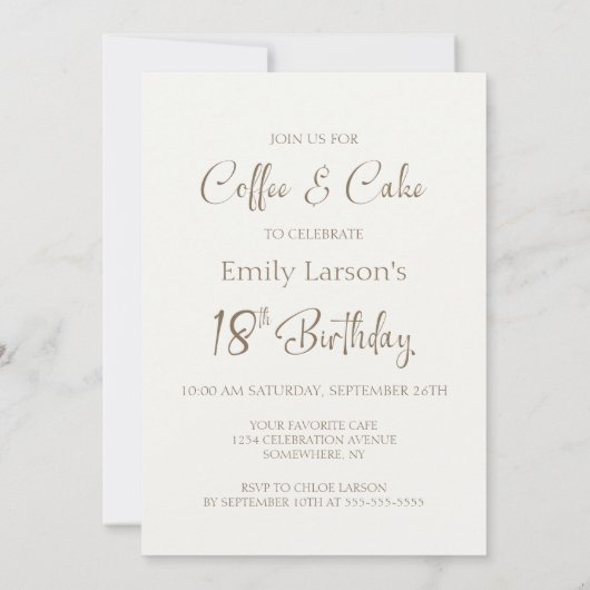 Coffee and Cake 18th Birthday 招待状 (裏面)