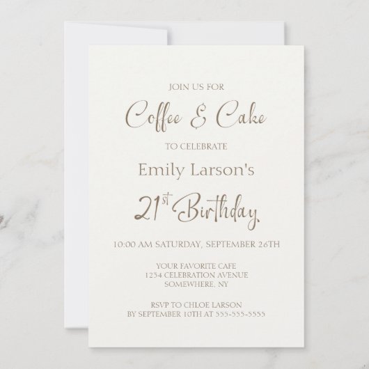 Coffee and Cake 21st Birthday 招待状 (裏面)