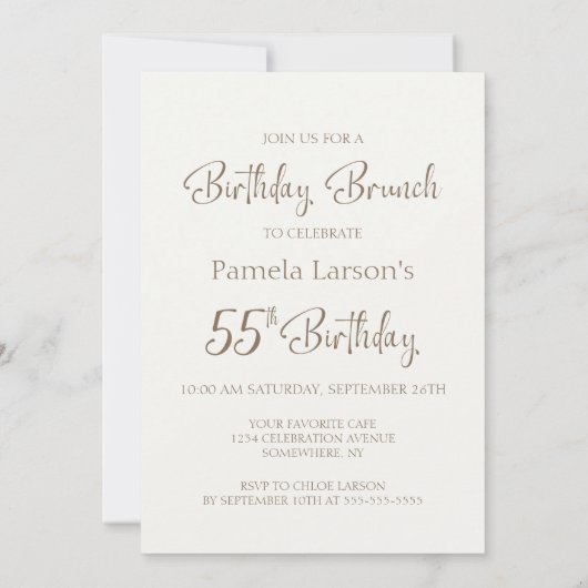 Coffee and Cake 55th Birthday Brunch 招待状 (裏面)