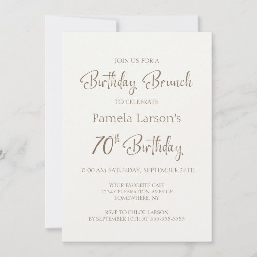 Coffee and Cake 70th Birthday Brunch 招待状 (裏面)