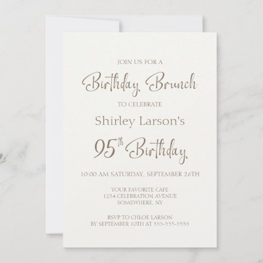 Coffee and Cake 95th Birthday Brunch 招待状 (裏面)