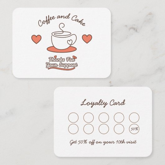 Coffee and Cake Business Loyalty Card 名刺 (正面/裏面)