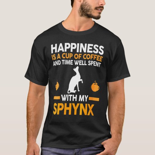 Coffee And Cat Sphynx Tシャツ (正面)