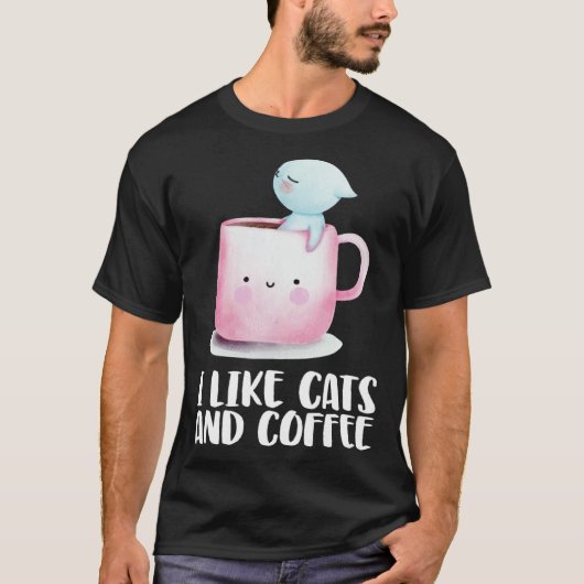 Coffee and cats Cat mug Chilling cat Tシャツ (正面)