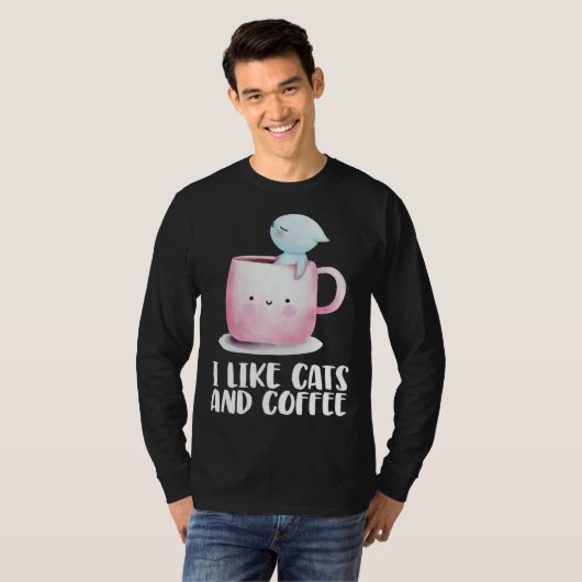 Coffee and cats Cat mug Chilling cat Tシャツ (正面フル)