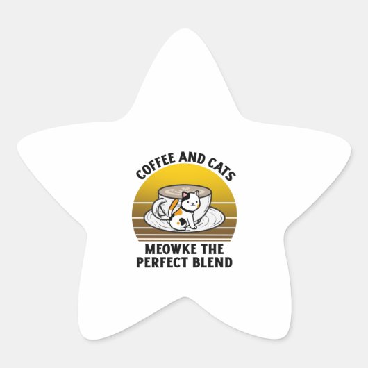 Coffee and cats meowke the perfect blend 星シール (正面)