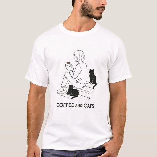 Coffee and Cats Tシャツ (正面)