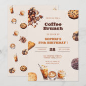 Coffee and Cookies Brunch Any Age Birthday 招待状 (正面/裏面)
