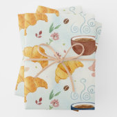 Coffee and Croissant Design Gift Wrap Flat Wrap ラッピングペーパーシート (インサイチュ)