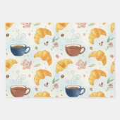 Coffee and Croissant Design Gift Wrap Flat Wrap ラッピングペーパーシート (正面)