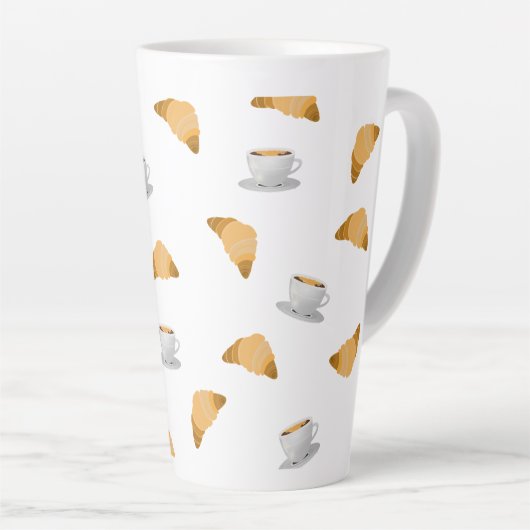 Coffee and Croissant Pattern Mug カフェラテマグ (右アングル)