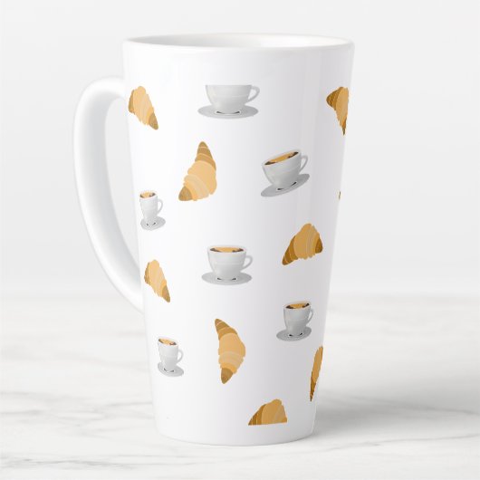 Coffee and Croissant Pattern Mug カフェラテマグ (左アングル)