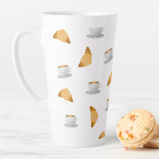 Coffee and Croissant Pattern Mug カフェラテマグ