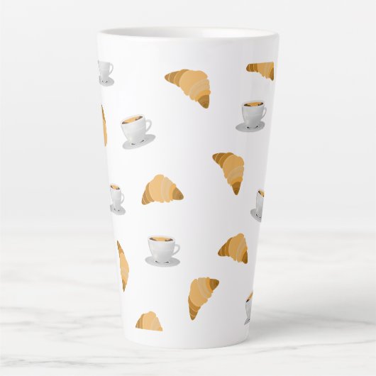 Coffee and Croissant Pattern Mug カフェラテマグ (正面)
