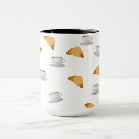 Coffee and Croissant Pattern Mug マグカップ (中央)