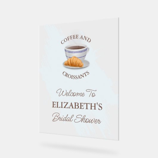 Coffee and Croissants Bridal Shower アクリルサイン (傾斜)