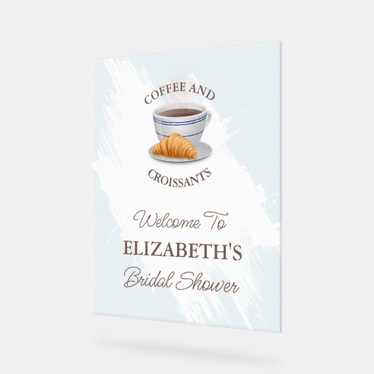 Coffee and Croissants Bridal Shower アクリルサイン (傾斜)
