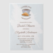 Coffee and Croissants Bridal Shower ベラム紙招待状 (正面)