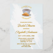 Coffee and Croissants Bridal Shower 箔招待状 (正面)