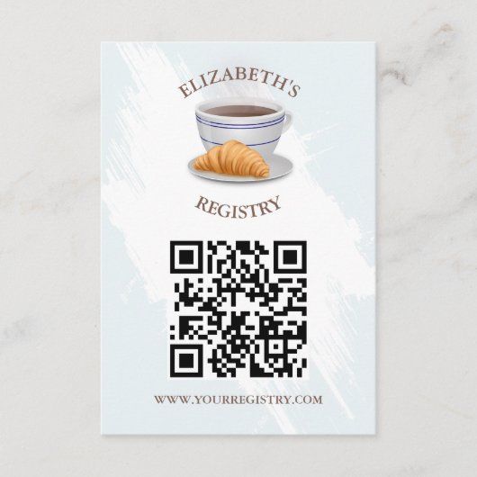 Coffee and Croissants Bridal Shower Registry エンクロージャーカード (正面)